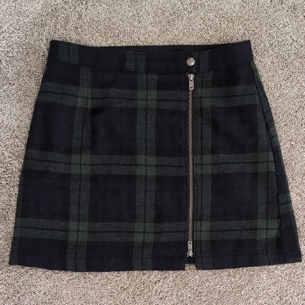 Abercrombie & Fitch Wool Plaid Zip-Up Mini Skirt Medium